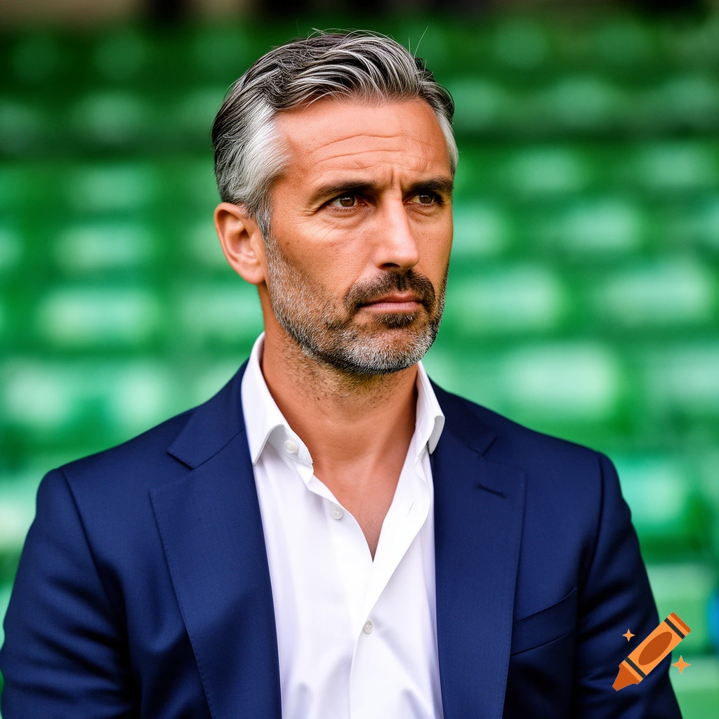 A distinguished man with grey hair and a beard, wearing a blue suit and white shirt, looks away against a blurred green background.