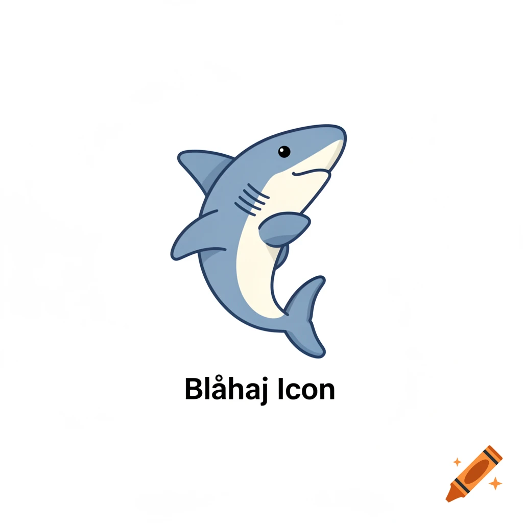 A cute blue and white cartoon shark icon with the text Blåhaj Icon below it.