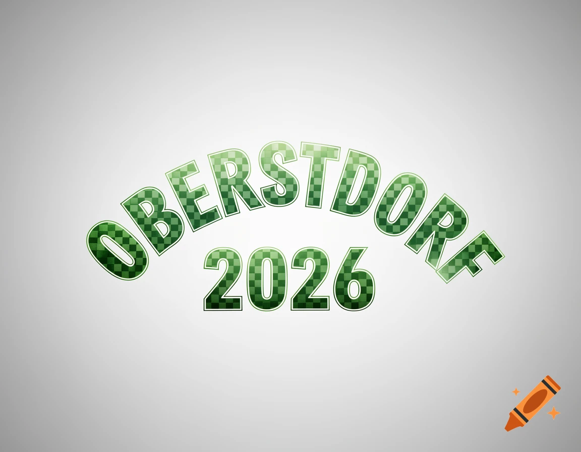 Curved bold green and white checkered text reads 'OBERSTDORF 2026' on a light gray gradient background.