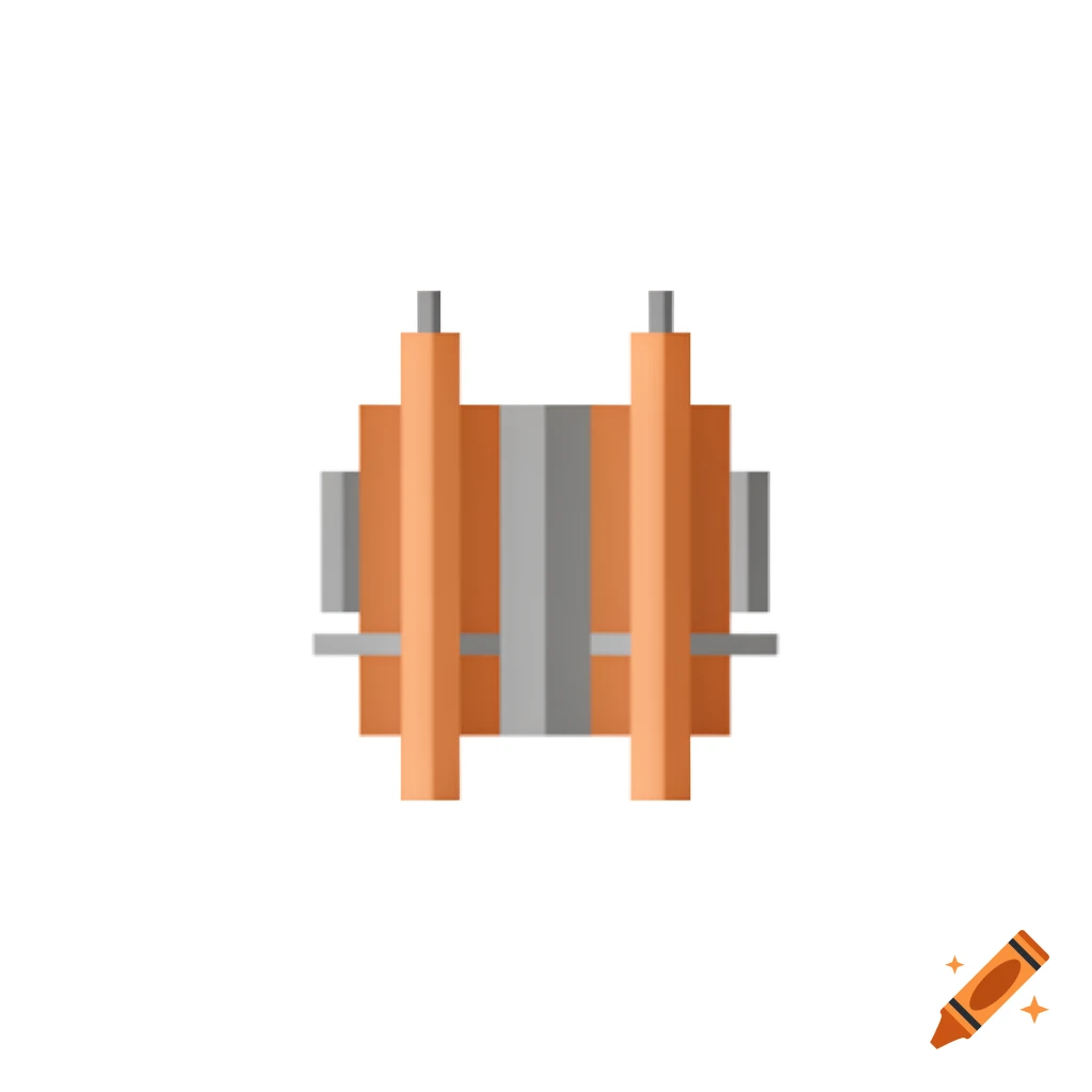 A simple pictogram of two copper cathodes with orange and grey components.