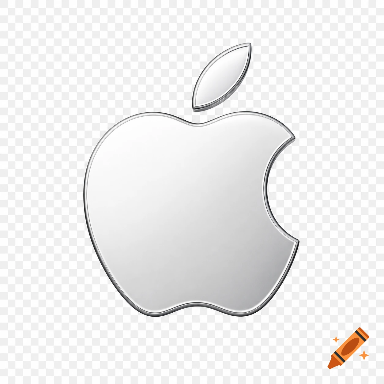 Silver Apple logo on a transparent background.