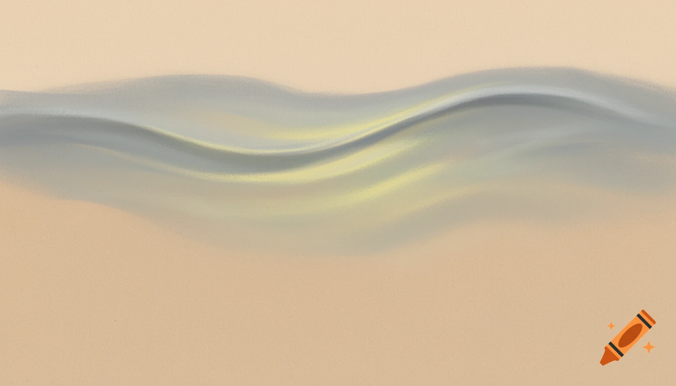 Soft, abstract wave band with baby blue-gray and light yellow-green hues on a warm beige background.