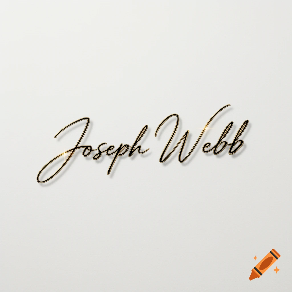 A stylized golden cursive signature that reads "Joseph Webb" on a plain white background.