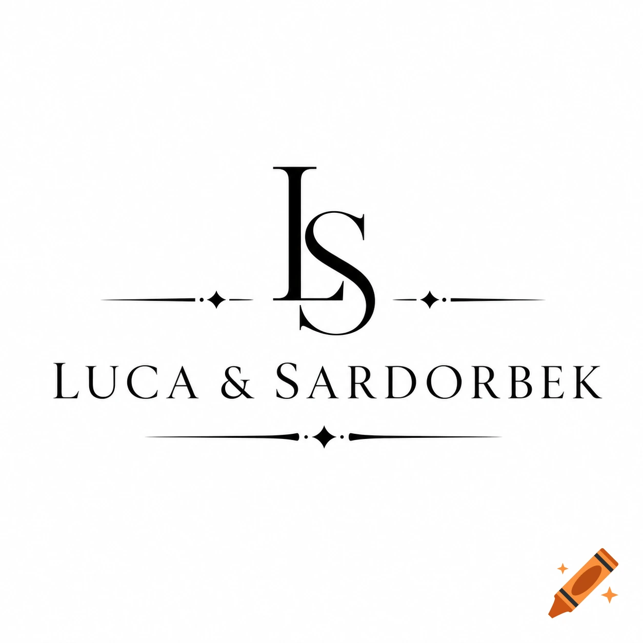 Black and white logo featuring the intertwined letters 'LS' above the text 'LUCA & SARDORBEK', framed by decorative horizontal lines.