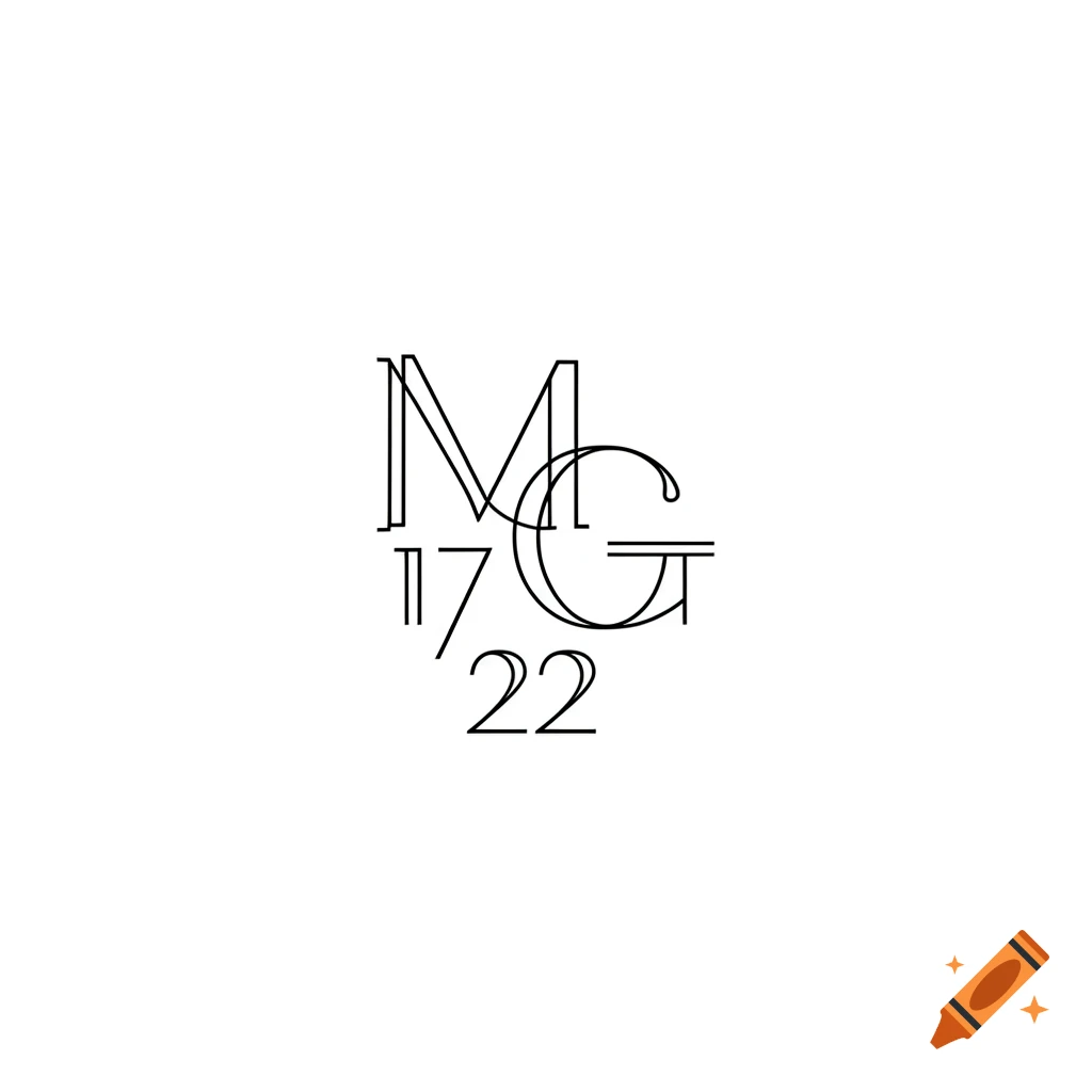 Minimalist black line art monogram combining the letters M and G with numbers 17 and 22 on a white background.
