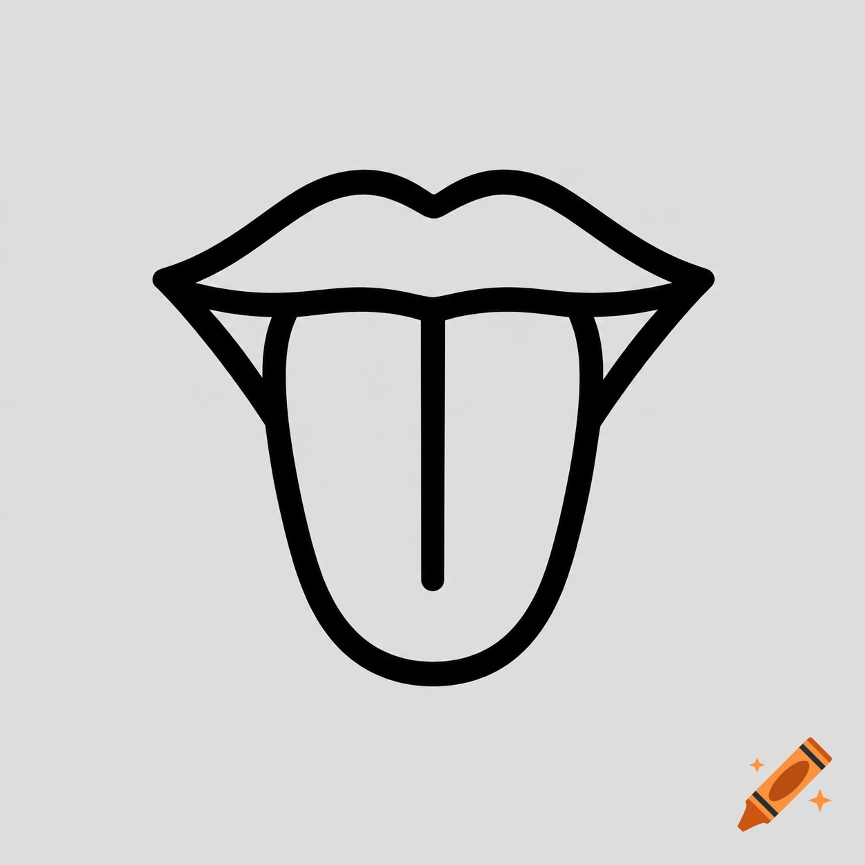 Black outline icon of lips with a tongue sticking out.