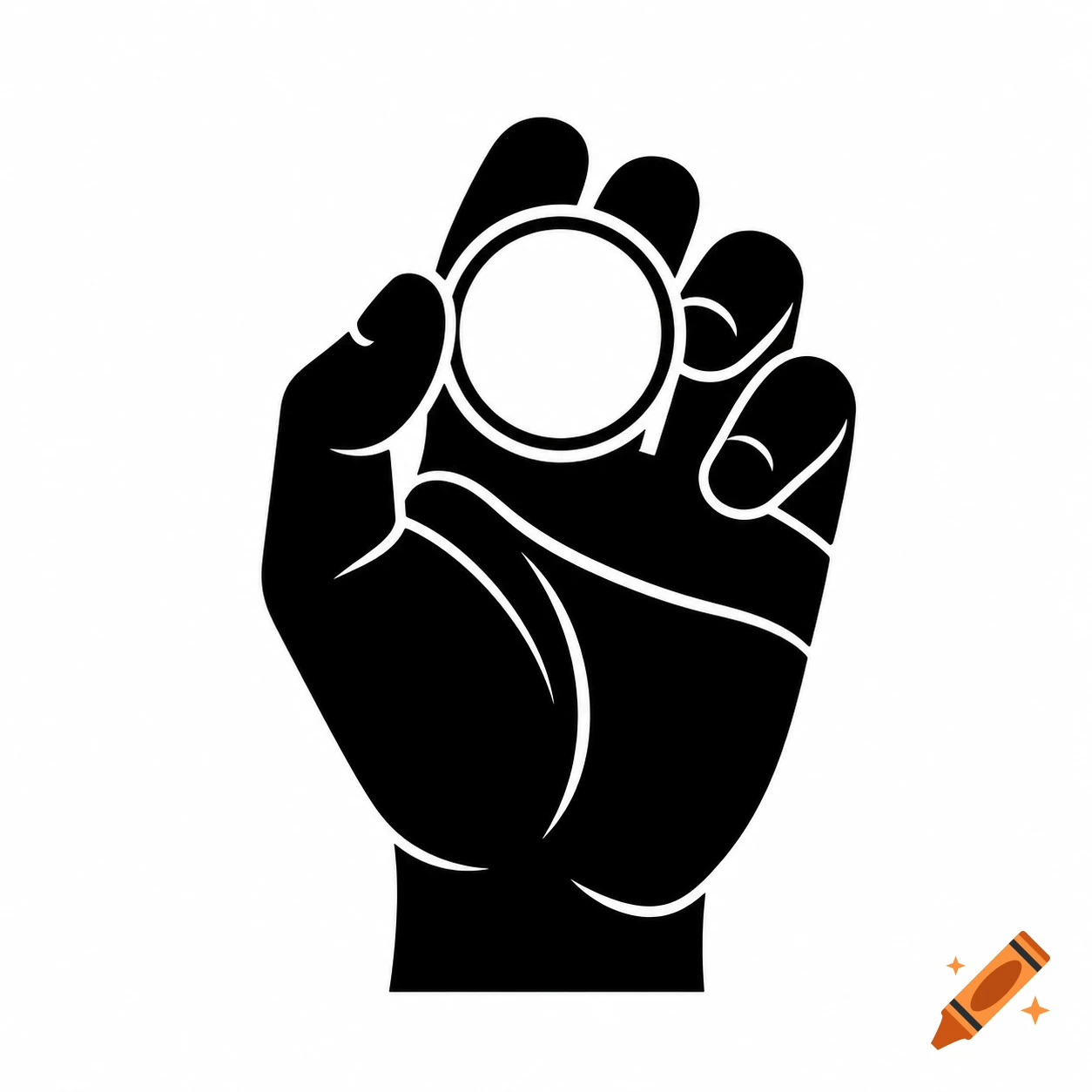 Black and white minimalist vector icon of a human hand holding a coin.