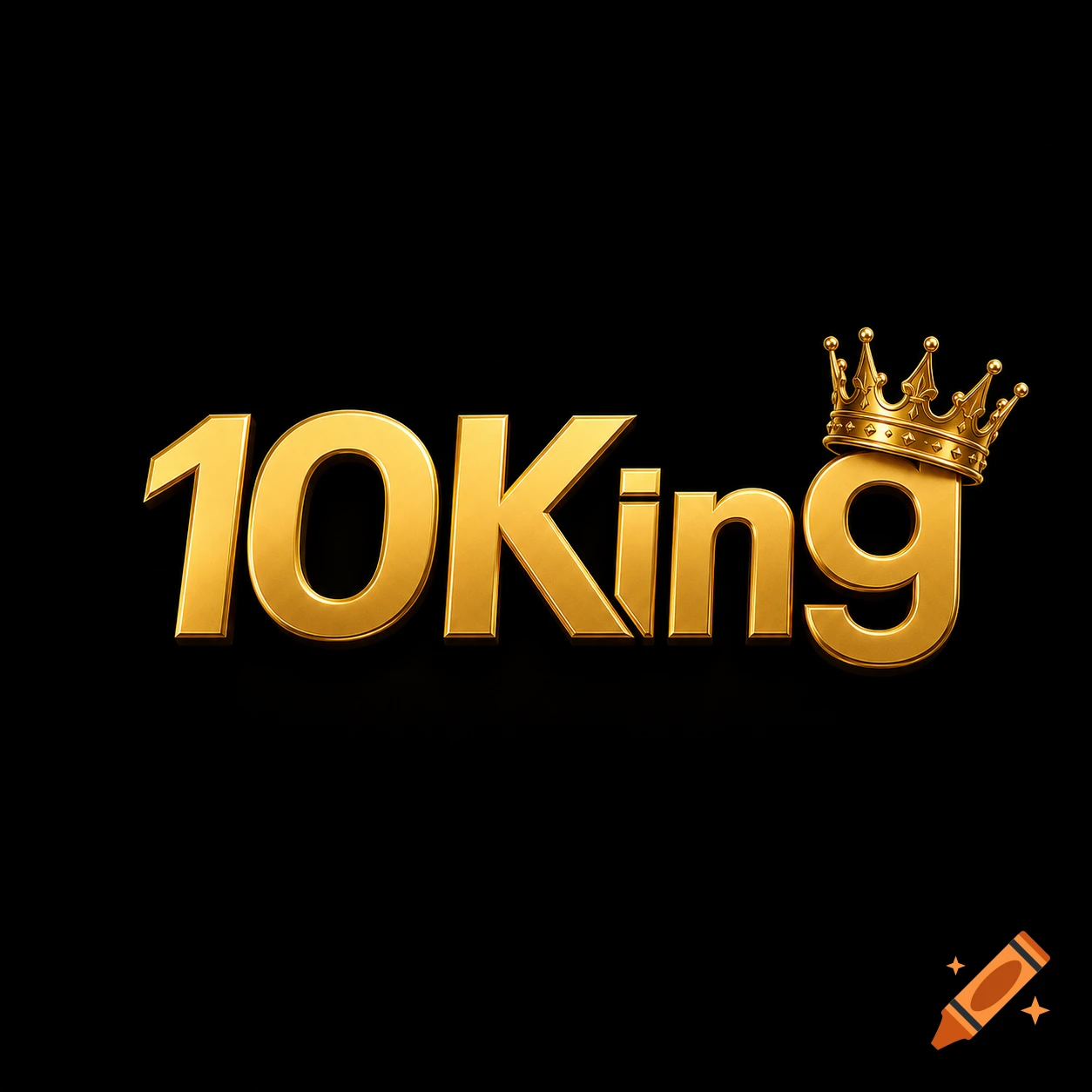 Golden 3D text '10King' on a black background, with a golden crown resting on the 'g'.