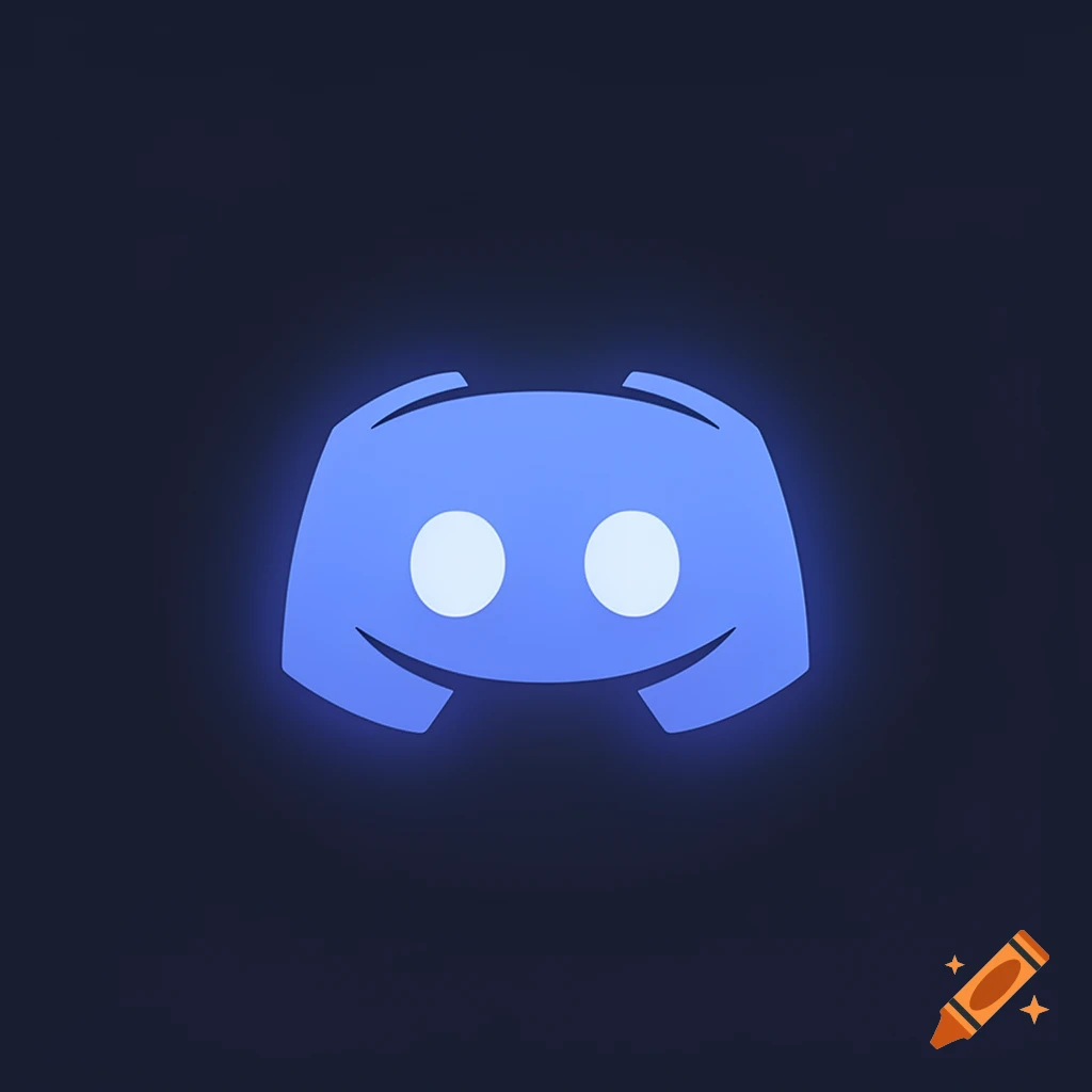 A blue Discord logo with a glowing outline on a dark background.