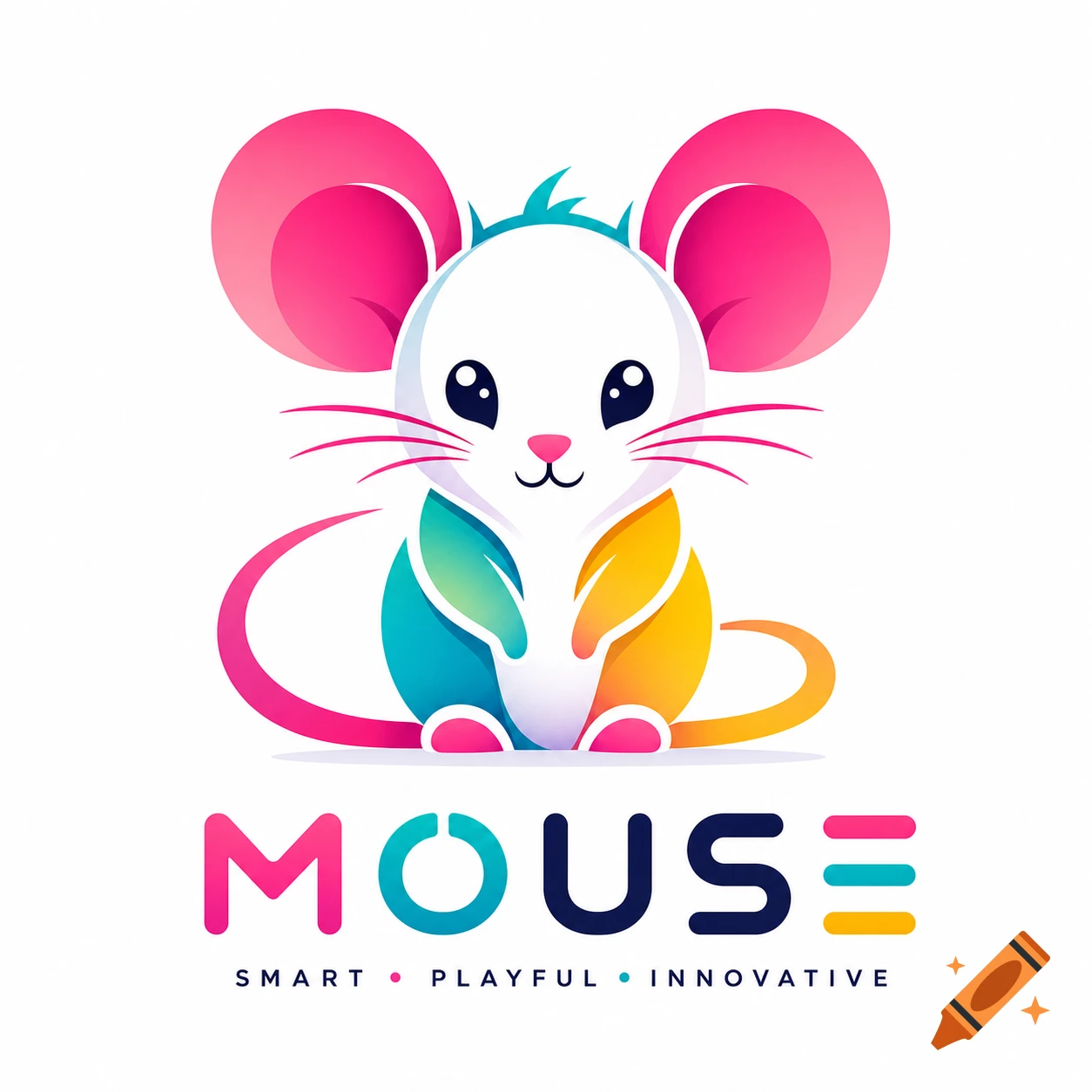 A colorful cartoon mouse logo in pink, teal, and yellow, with the word "MOUSE" and the tagline "SMART • PLAYFUL • INNOVATIVE" below it.