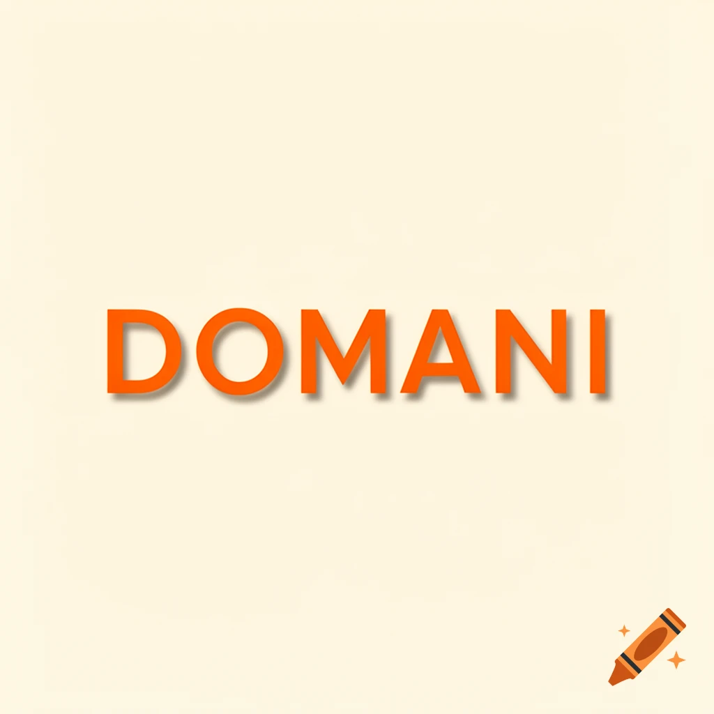 The word DOMANI in bold orange sans-serif font on a soft cream background.