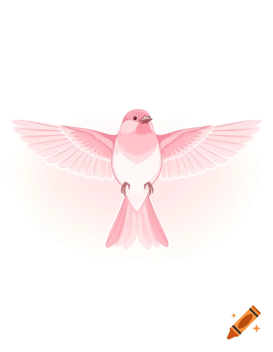 A pink bird with its wings spread, depicted in a clean, flat illustration style.