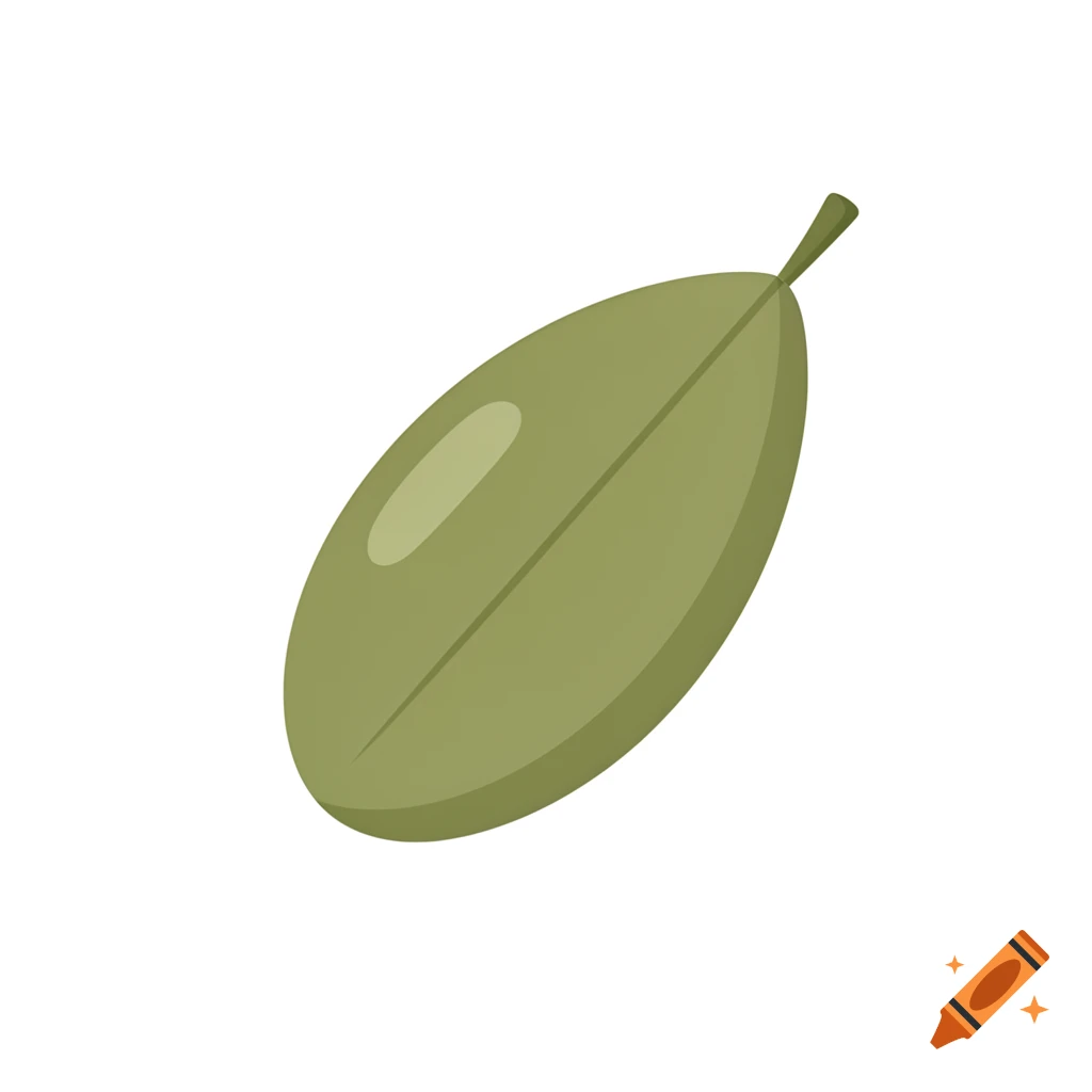An illustration of a green, rounded olive leaf or caper with a short stem on a white background.