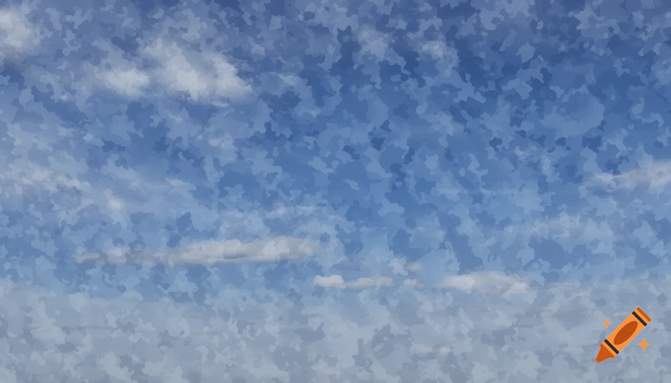 Blue and white camouflage pattern resembling a cloudy sky with a mosaic texture.