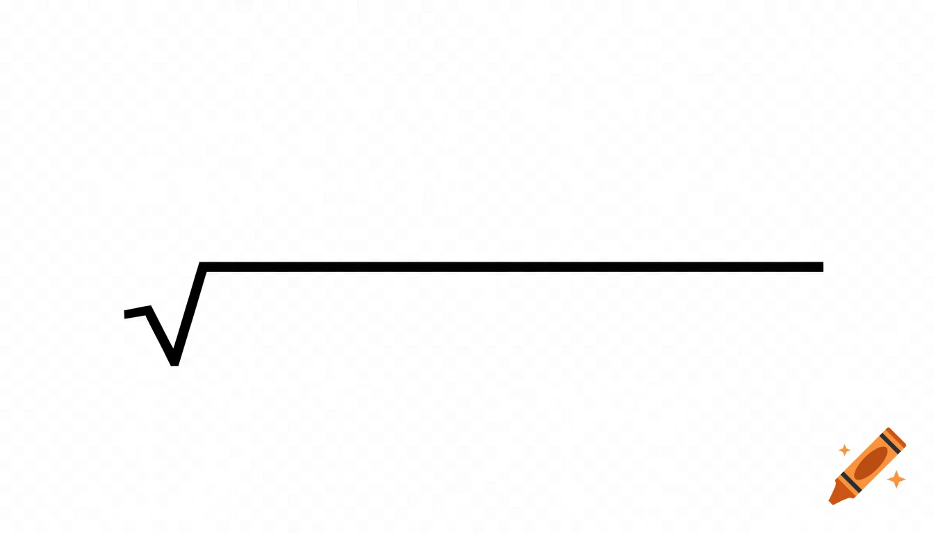 A minimalist black square root symbol with an extended horizontal line on a white background.