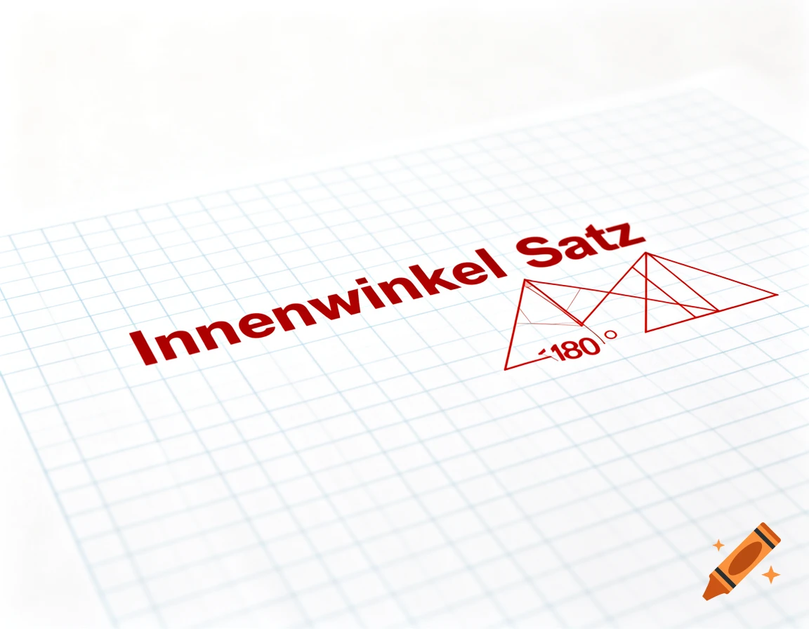 Red text 'Innenwinkel Satz' and '180 A ' with geometric triangles on white grid paper.