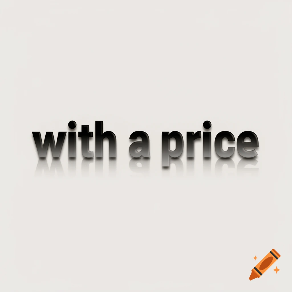 The words "with a price" in dark to light gray gradient 3D text with a reflection on a white background.