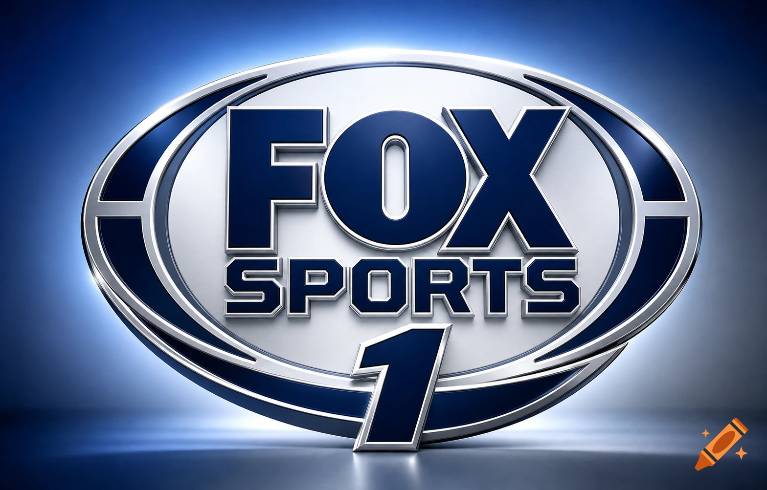 A 3D metallic Fox Sports 1 logo against a blue gradient background.