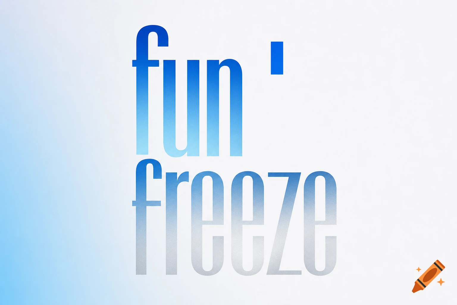 The words 'fun' freeze' in blue and grey gradient text on a white and light blue gradient background, designed as a logo.