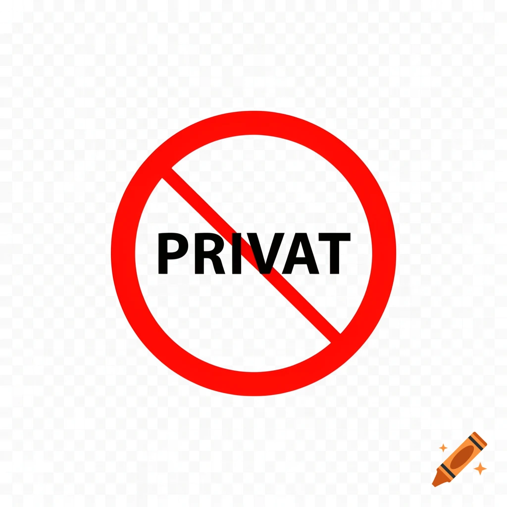 A red circular prohibitory sign with a diagonal line through it and the word 'PRIVAT' (private) in black text on a transparent background.