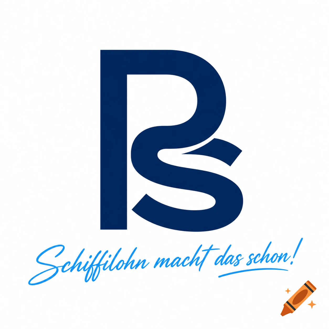 Blue stylized PS logo above blue script text "Schiffilohn macht das schon!" on a white background.