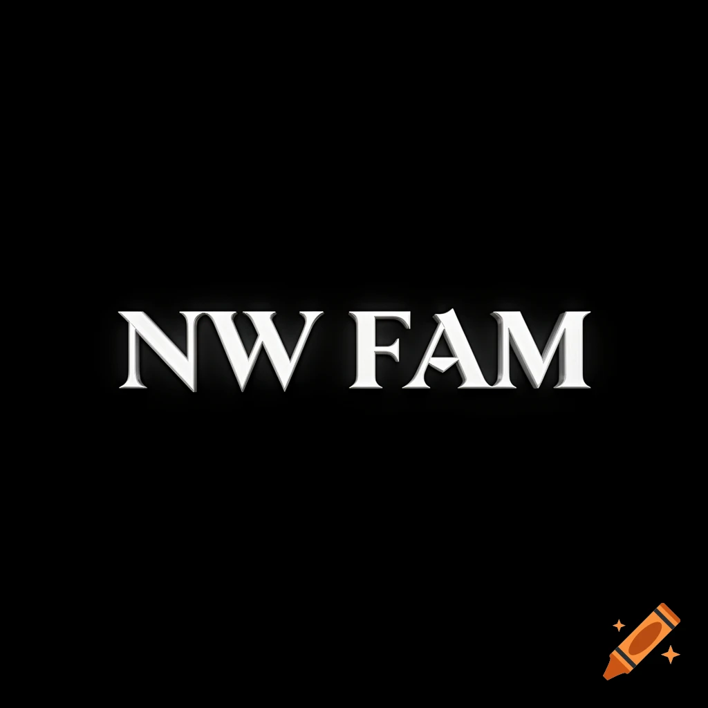 White 3D-effect text 'NW FAM' on a black background.