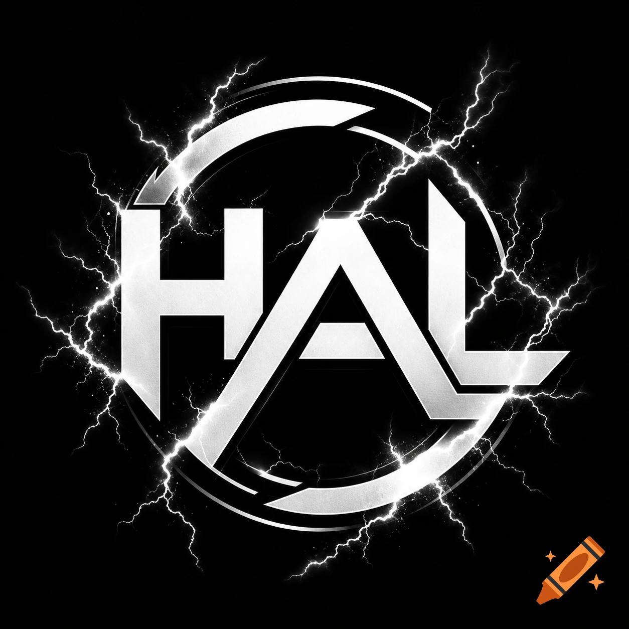 Black and white logo featuring the letters 'HAL' encircled by stylized lightning bolts.