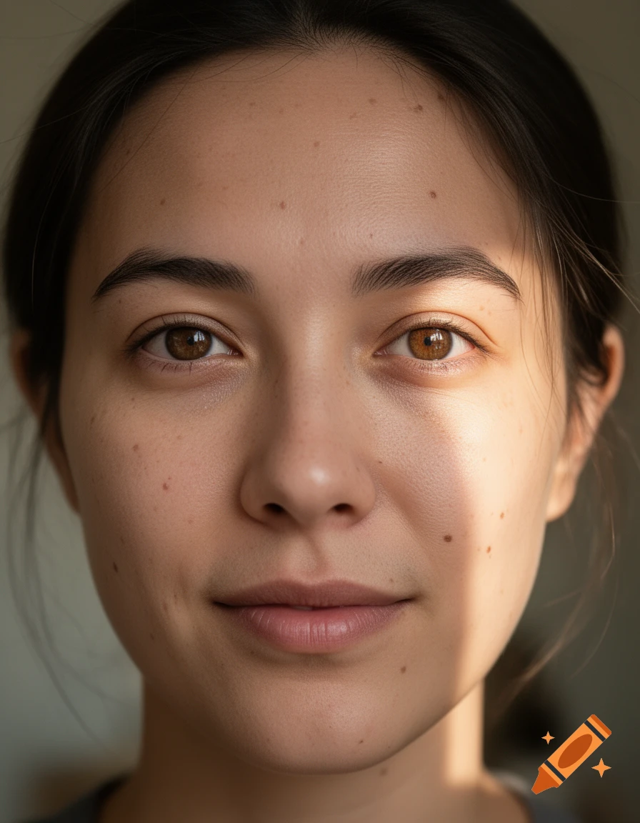 Close-up photorealistic portrait of a person's face with a diagonal shadow across it.