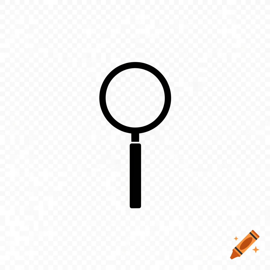 A black minimalist magnifying glass icon on a transparent background.