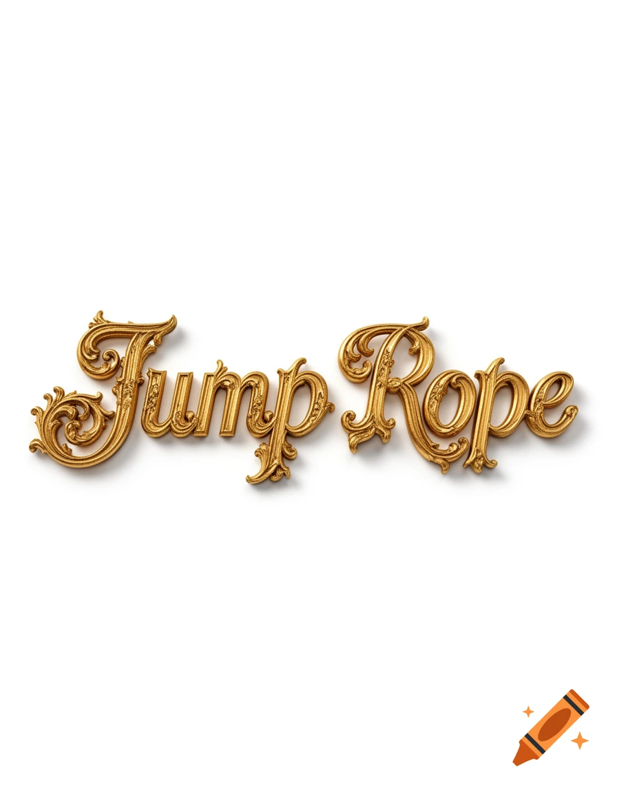 Ornate golden script spelling 'Jump Rope' on a clean white background.