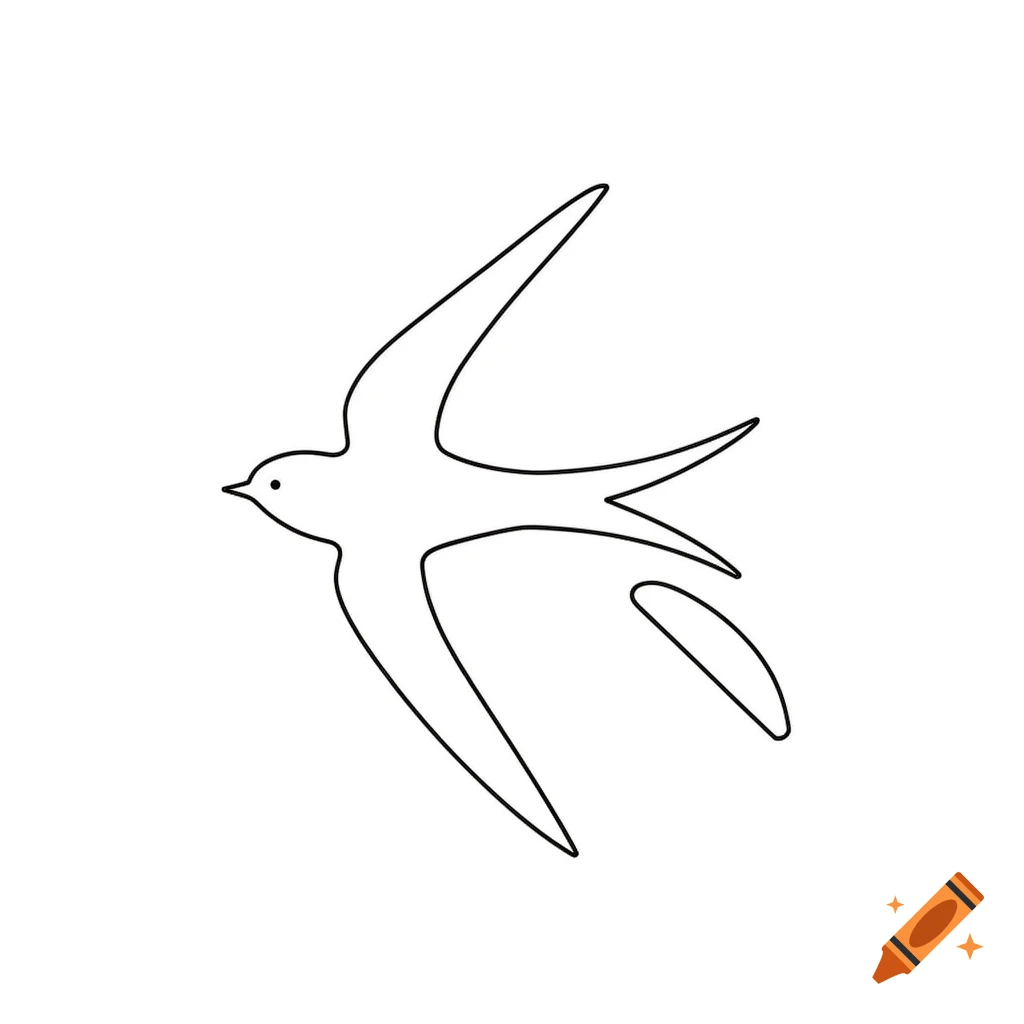 Simple black-and-white line art of a swallow in flight.