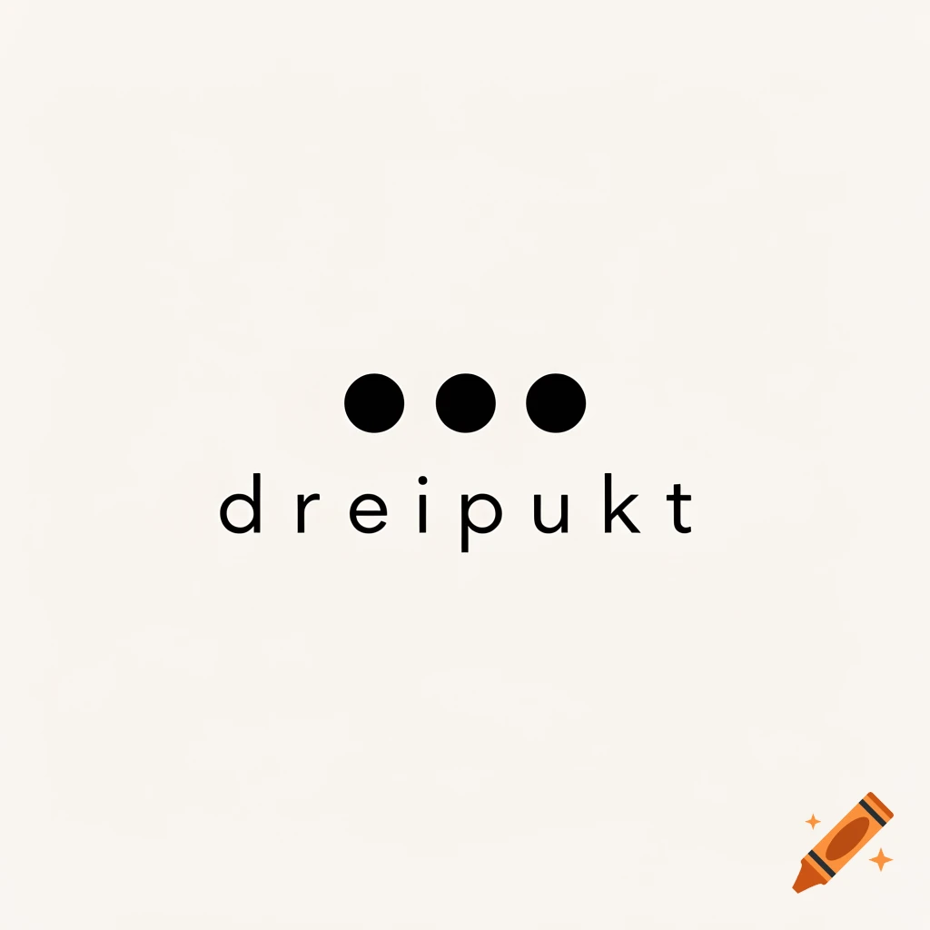A minimalist logo featuring three black dots above the black lowercase word "dreipunkt" on a light beige background.