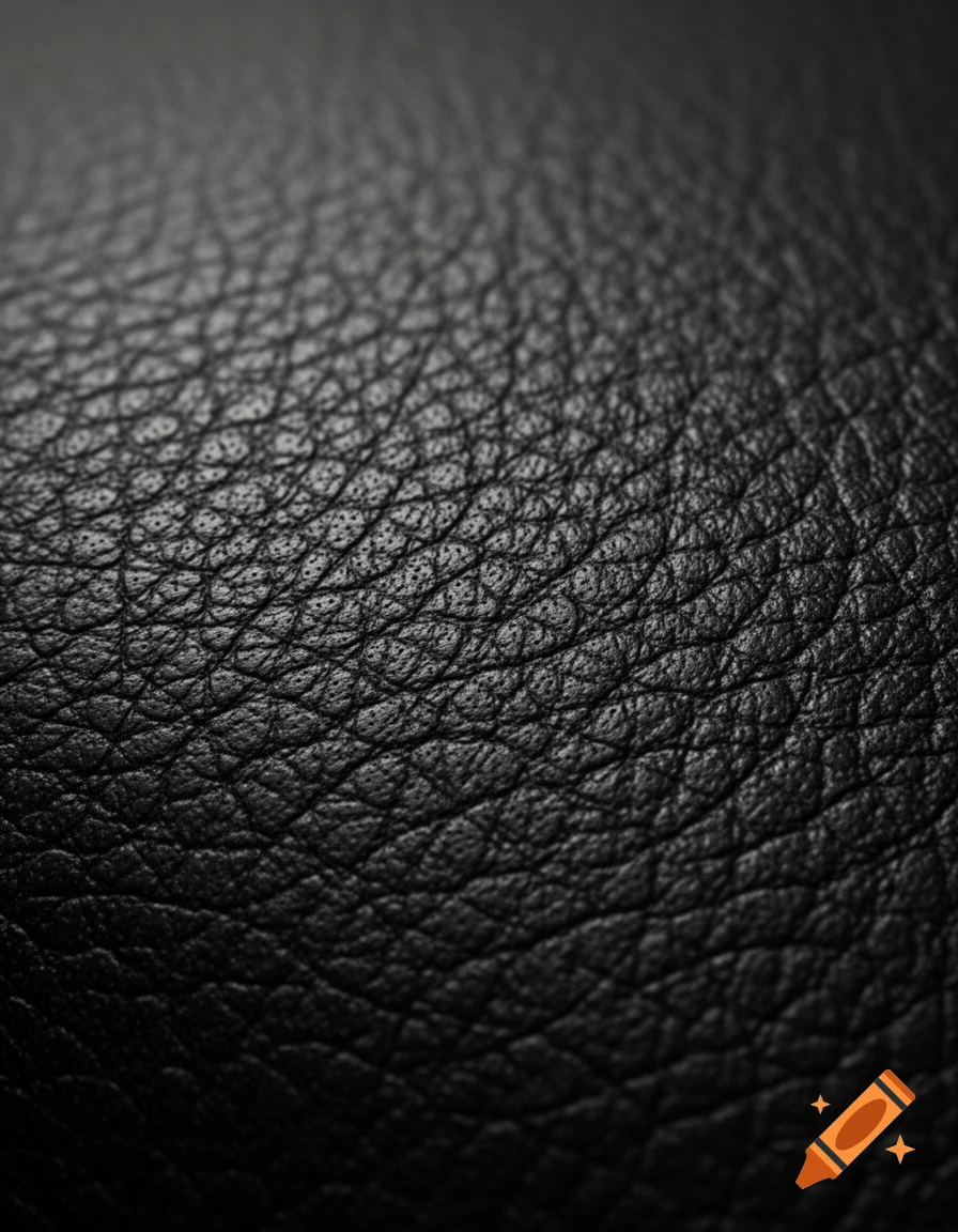Close-up of a detailed black leather grain texture.