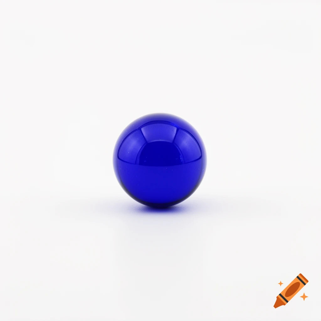 A shiny cobalt blue glass sphere on a plain white background.