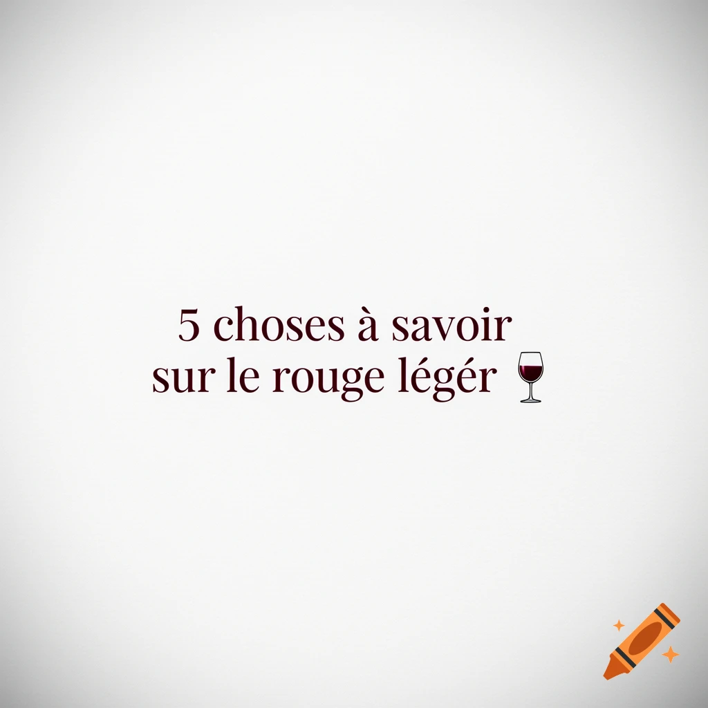 Text "5 choses  à savoir sur le rouge lnéger  🍷" on a white background, discussing light red wine.