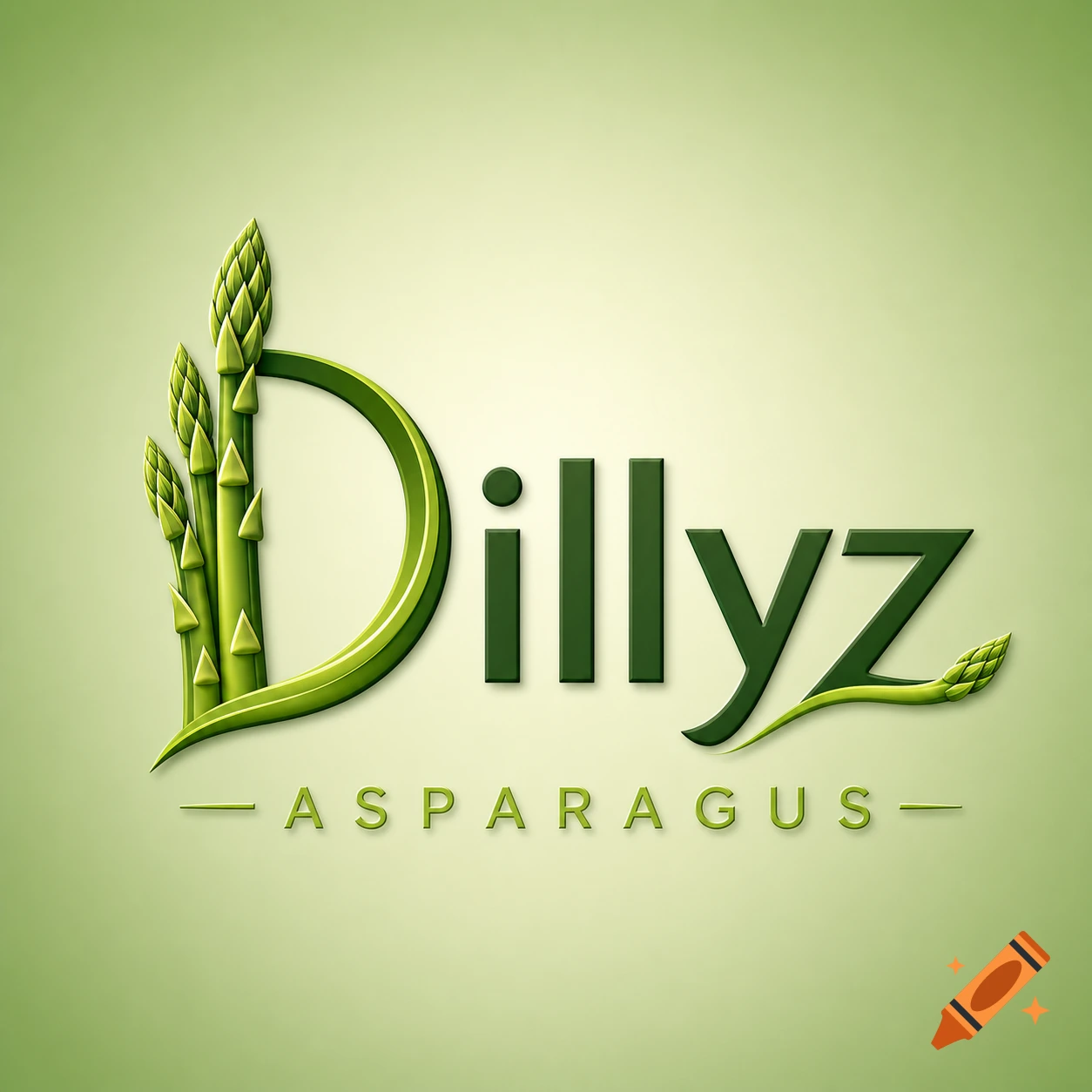 Green logo for Dillyz Asparagus, featuring stylized letters with asparagus stalks forming parts of the 'D' and 'z'.