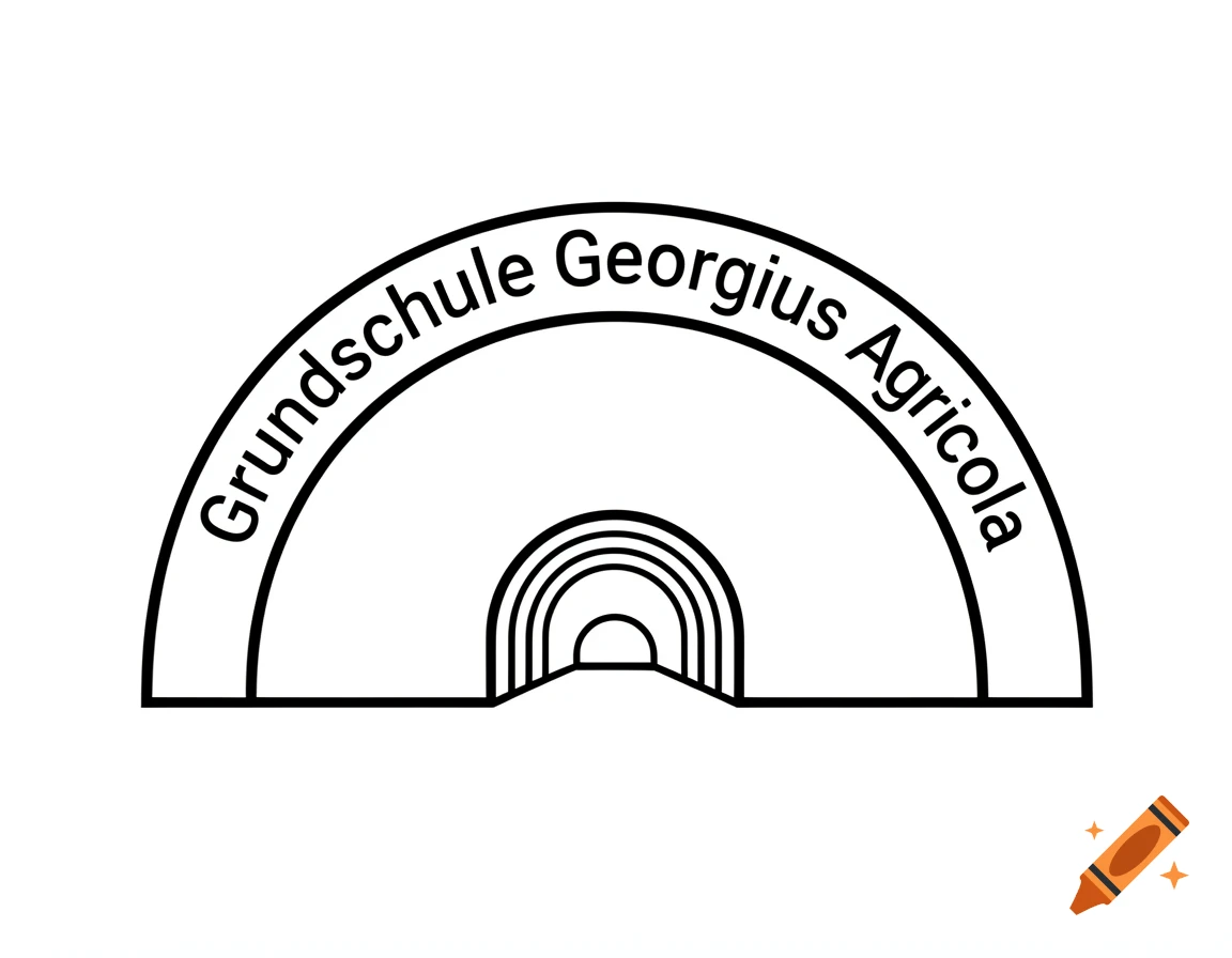 Black and white line art logo with 'Grundschule Georgius Agricola' text in an arch over a stylized mining tunnel.
