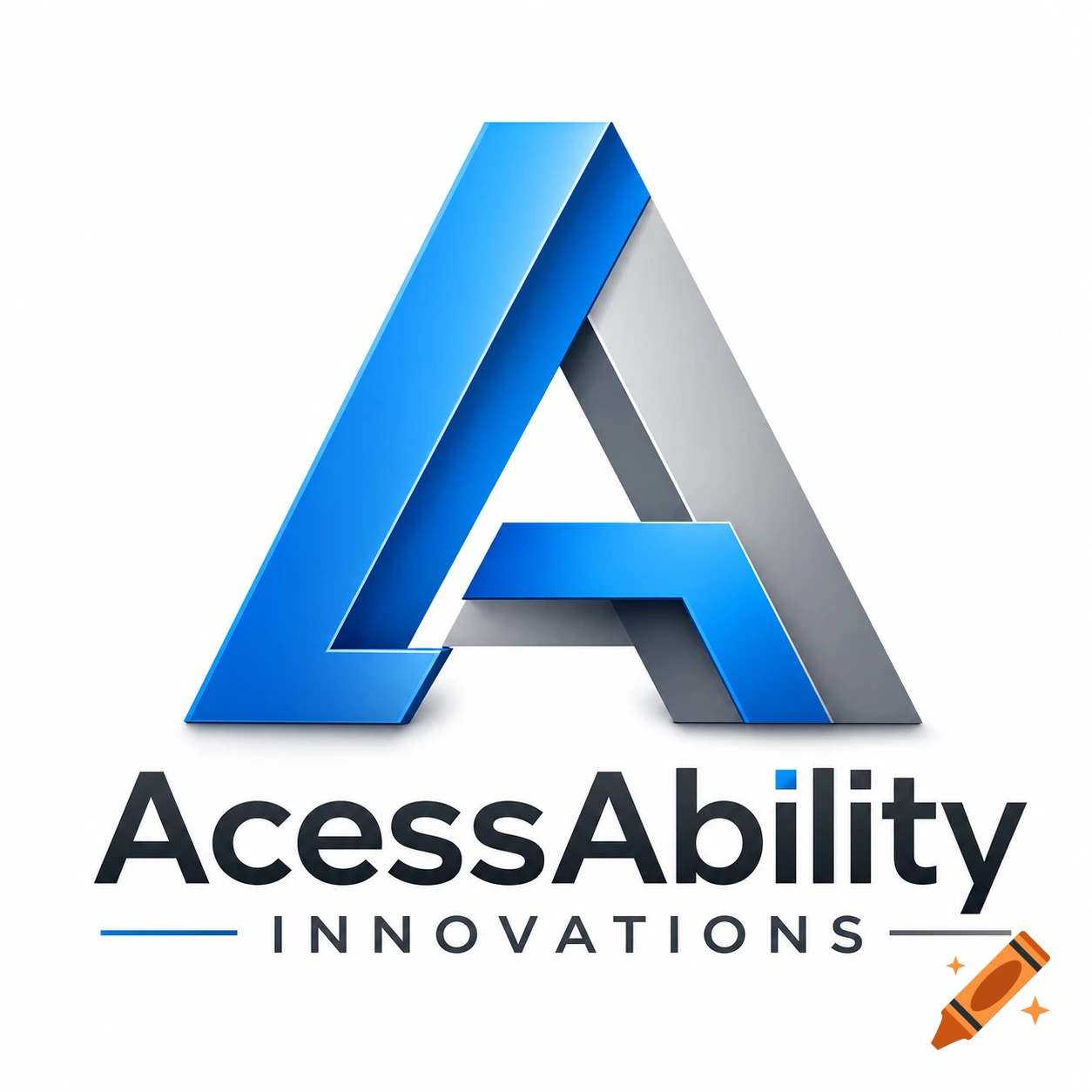 A 3D stylized logo featuring a blue and grey letter 'A' above the text 'AcessAbility INNOVATIONS'.