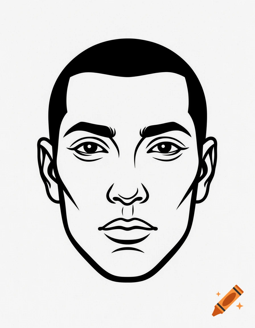 Black and white line art portrait of a man's face, suitable for a tattoo stencil.