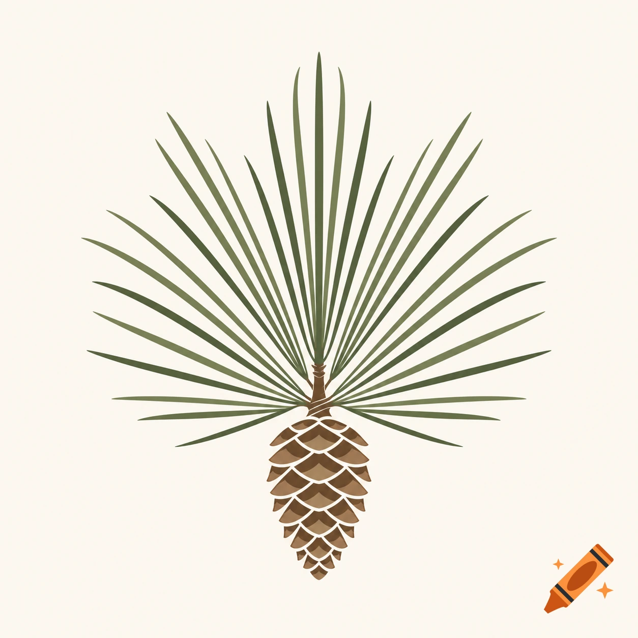 A simple logo illustration of a ponderosa pine needle cluster above a pine cone.
