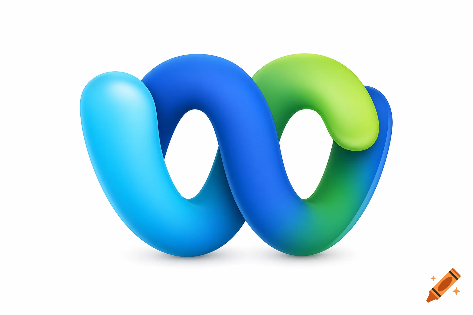 An abstract logo with two intertwining 3D rendered forms in blue, green, and turquoise gradients on a white background.