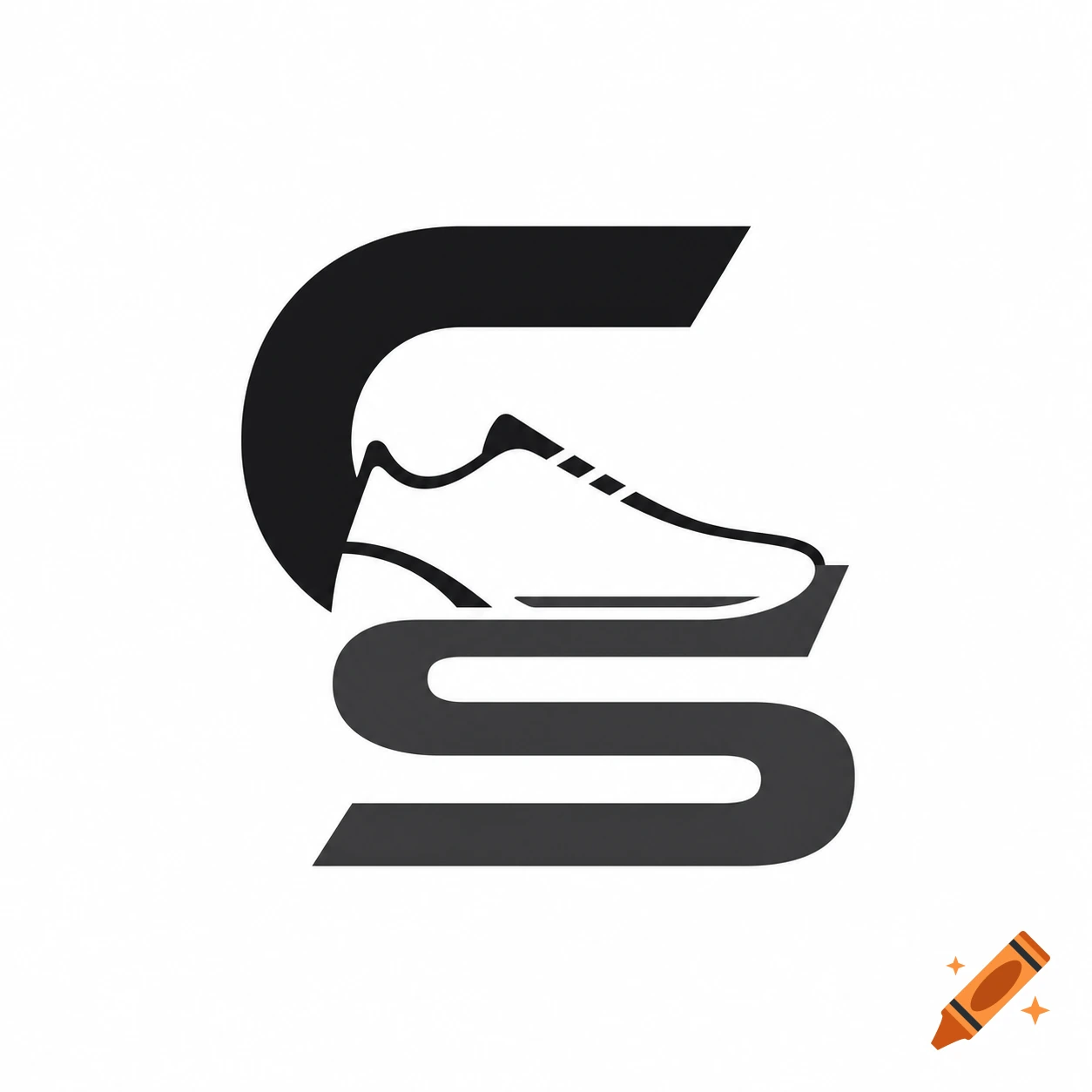 Black and white logo of stylized letters C and S, with the negative space forming a sneaker silhouette.