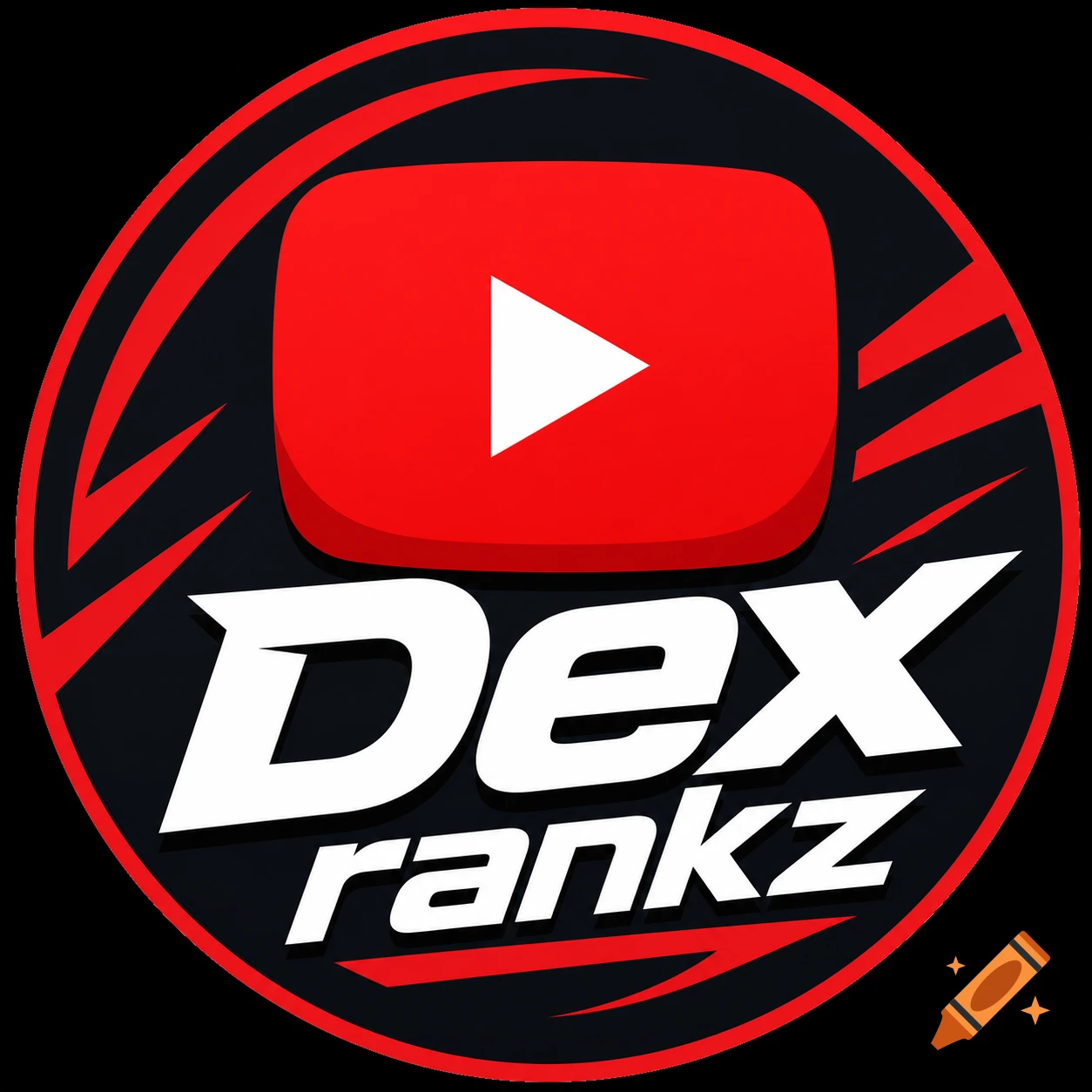 A YouTube channel logo featuring a red play button icon and the text 'Dex rankz' in white, set within a red and black circle.