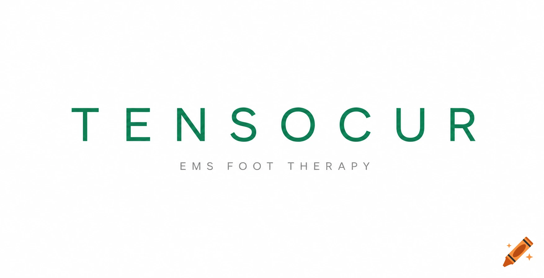 Minimalist wordmark logo for TENSOCUR with the tagline EMS FOOT THERAPY in green text on a white background.