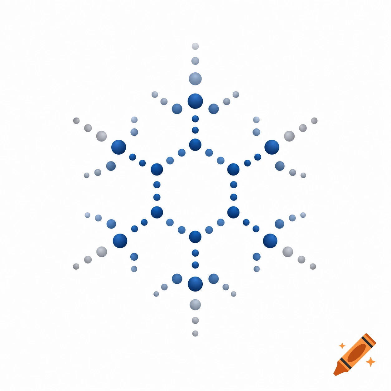 Stylized molecule or snowflake made of blue and gray spheres on a white background, suitable for a logo.
