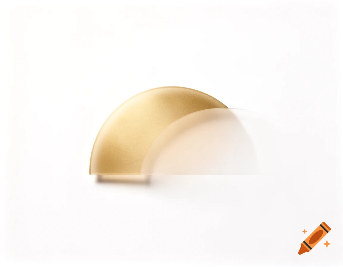 Minimalist design featuring a soft, translucent pale gold half-circle shape on a white background.