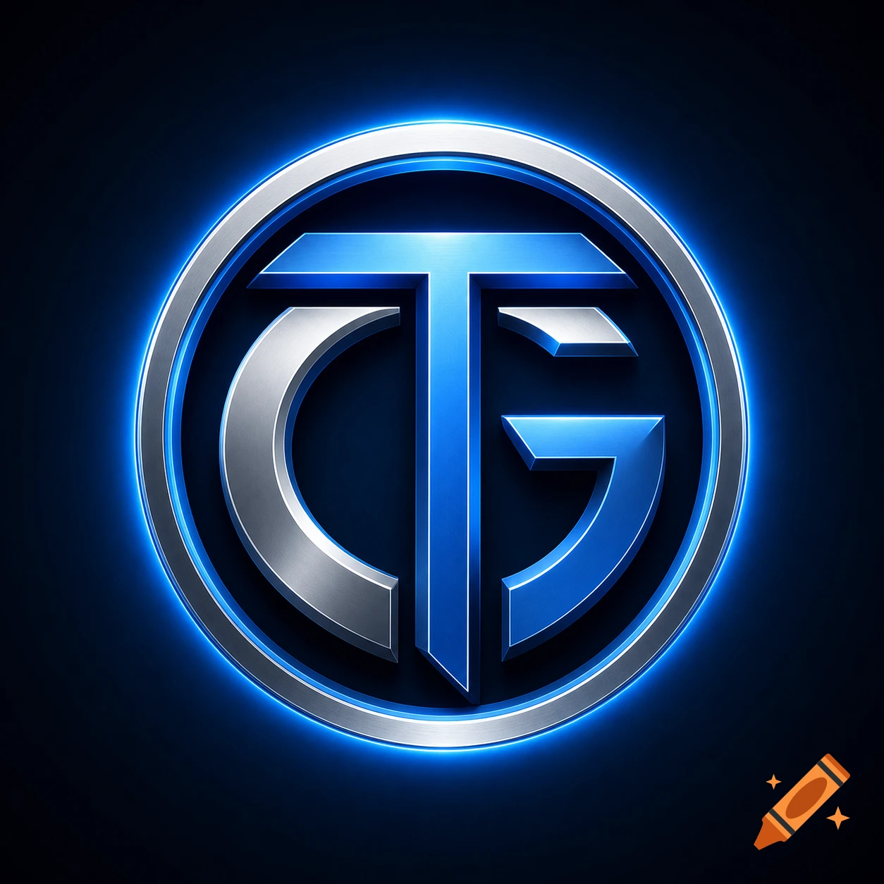 A metallic silver and blue logo with stylized letters C, T, G inside a circular outline with a glowing blue light.