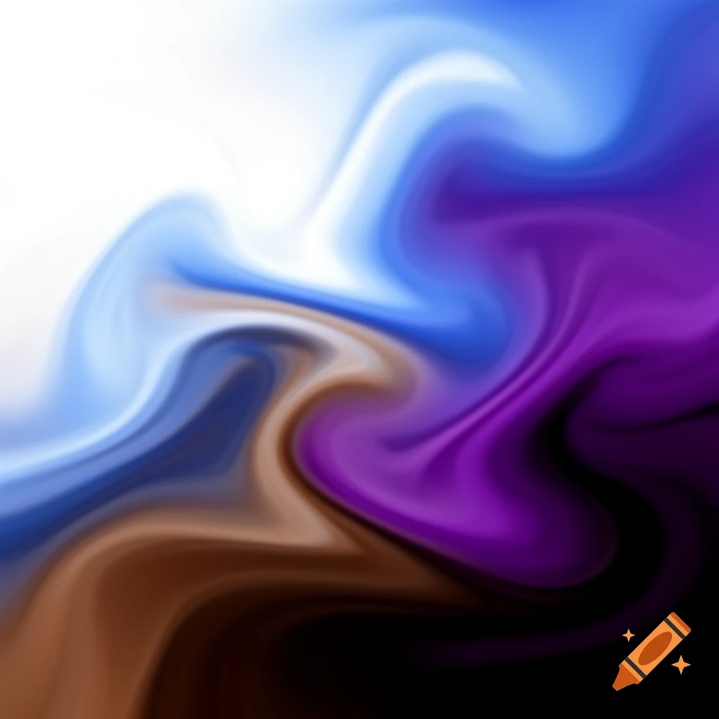 Abstract swirls of white, blue, purple, brown, and black colors.
