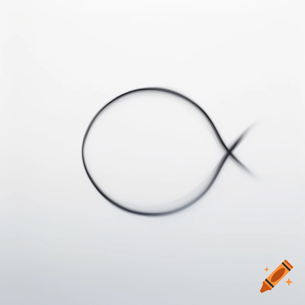 A minimalist black line drawing of a fish symbol on a white background.