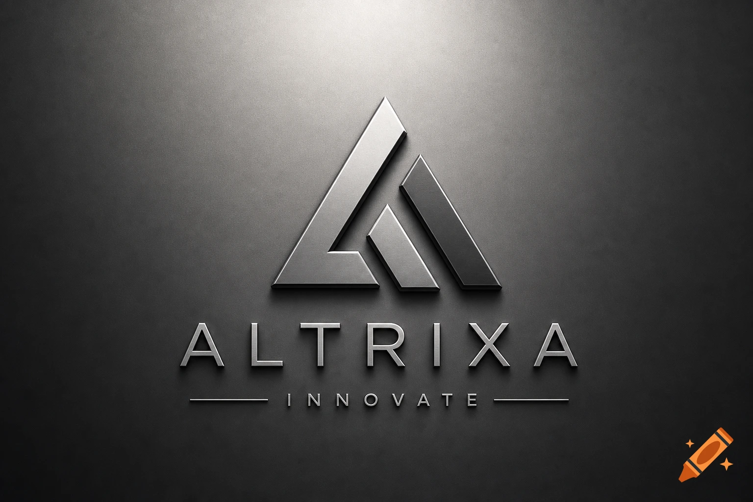 Metallic silver logo with geometric shapes forming an abstract 'A' above the word 'ALTRIXA' and 'INNOVATE' below, on a dark textured background.